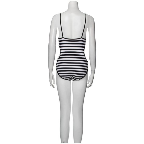 KATE SPADE New York Girls Striped Side Cutout 1 PC Swimsuit Black White sz 12 - Picture 5 of 13